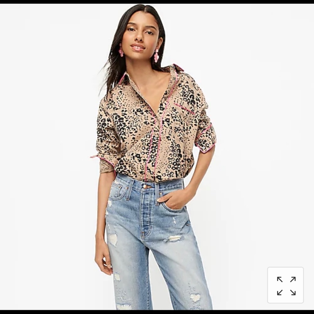 J Crew button up shirt in leopard print